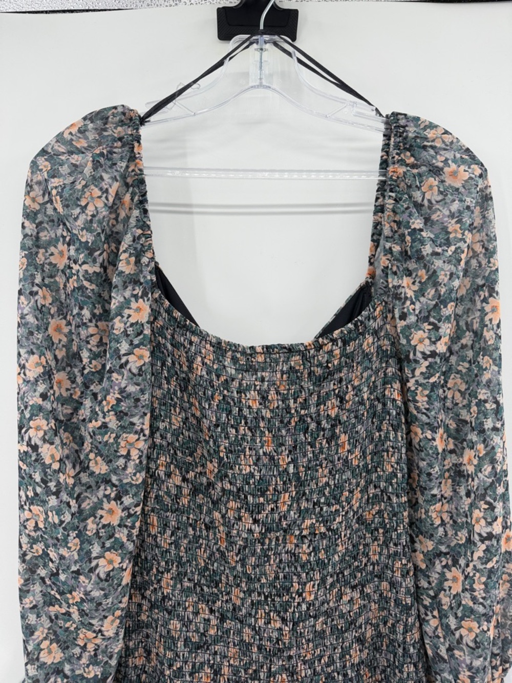 ASTR Long Sleeve Ruffled Mini Dress - Blue/Peach - Large - Picture 6 of 7